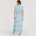 Textured Maxi Tiered A-line Dress with Short Sleeves and Ruffle Detail-Dresses-thumbnailMobile-3