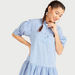 Striped Mini A-line Dress with Short Sleeves-Dresses-thumbnail-2