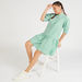 Striped Mini A-line Dress with Short Sleeves and Button Closure-Dresses-thumbnailMobile-1