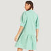 Striped Mini A-line Dress with Short Sleeves and Button Closure-Dresses-thumbnail-3