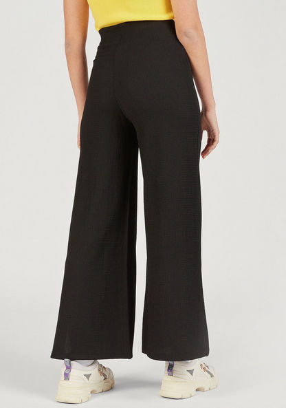 Textured Palazzos with Tie-Ups and Slit Detail-Pants-image-3