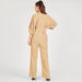 Textured V-neck Jumpsuit with Belt Tie-Up and 3/4 Sleeves-Jumpsuits & Playsuits-thumbnailMobile-3