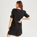 Schiffli Textured Mini Shift Dress with Ruffle Detail and Puff Sleeves-Dresses-thumbnailMobile-3