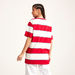 Striped Crew Neck Longline T-shirt with Short Sleeves-T Shirts-thumbnail-4