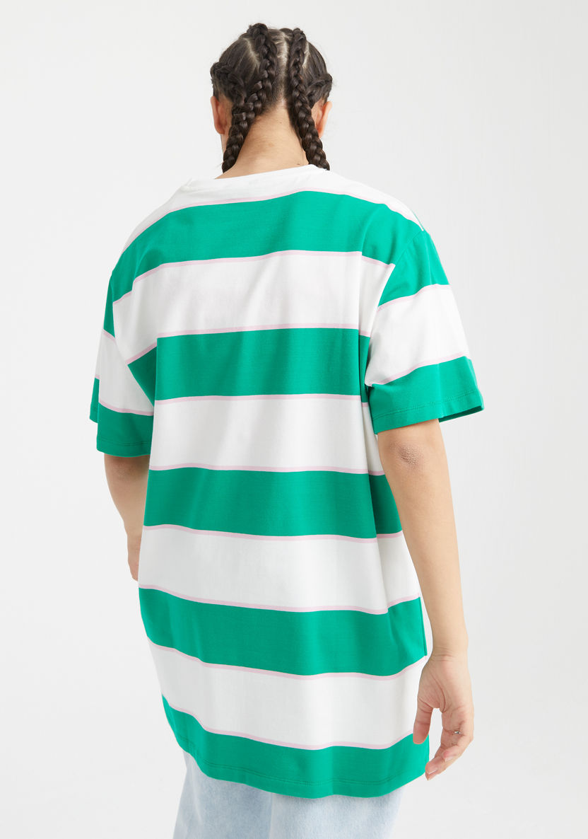 Striped Crew Neck T-Shirt with Short Sleeves-T Shirts-image-3