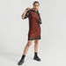 Mesh Detail Mini Shift Dress with Crew Neck and Short Sleeves-Dresses-thumbnail-1