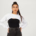 Solid Crew Neck Crop T-shirt with Long Sleeves-Tops-thumbnailMobile-0