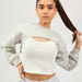 Solid Crew Neck Crop T-shirt with Long Sleeves-Tops-thumbnailMobile-2