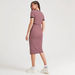 Textured Midi Bodycon Dress with Short Sleeves and Waist Tie-Up-Dresses-thumbnail-2