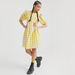 Checked Mini A-line Dress with Puff Sleeves-Dresses-thumbnail-1