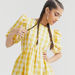 Checked Mini A-line Dress with Puff Sleeves-Dresses-thumbnailMobile-4