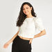 Solid Crew Neck Crop Top with Puff Sleeves and Tie-Up Detail-Shirts & Blouses-thumbnailMobile-4