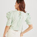 Solid Crew Neck Crop Top with Puff Sleeves and Tie-Up Detail-Shirts & Blouses-thumbnail-3