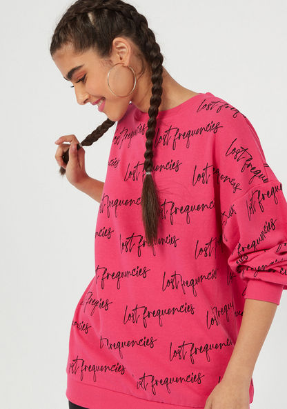 Typographic Print Crew Neck Sweatshirt with Long Sleeves-Sweatshirts-image-2
