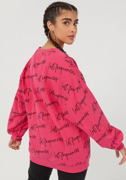 Typographic Print Crew Neck Sweatshirt with Long Sleeves-Sweatshirts-image-3