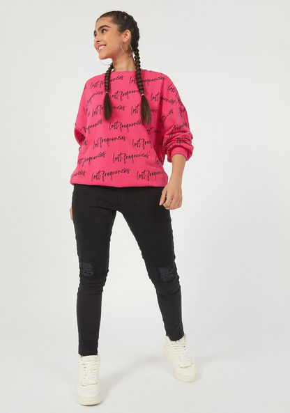 Typographic Print Crew Neck Sweatshirt with Long Sleeves-Sweatshirts-image-4