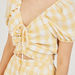 Checked Crop Top with Ruched Detail and Short Sleeves-Shirts and Blouses-thumbnailMobile-2