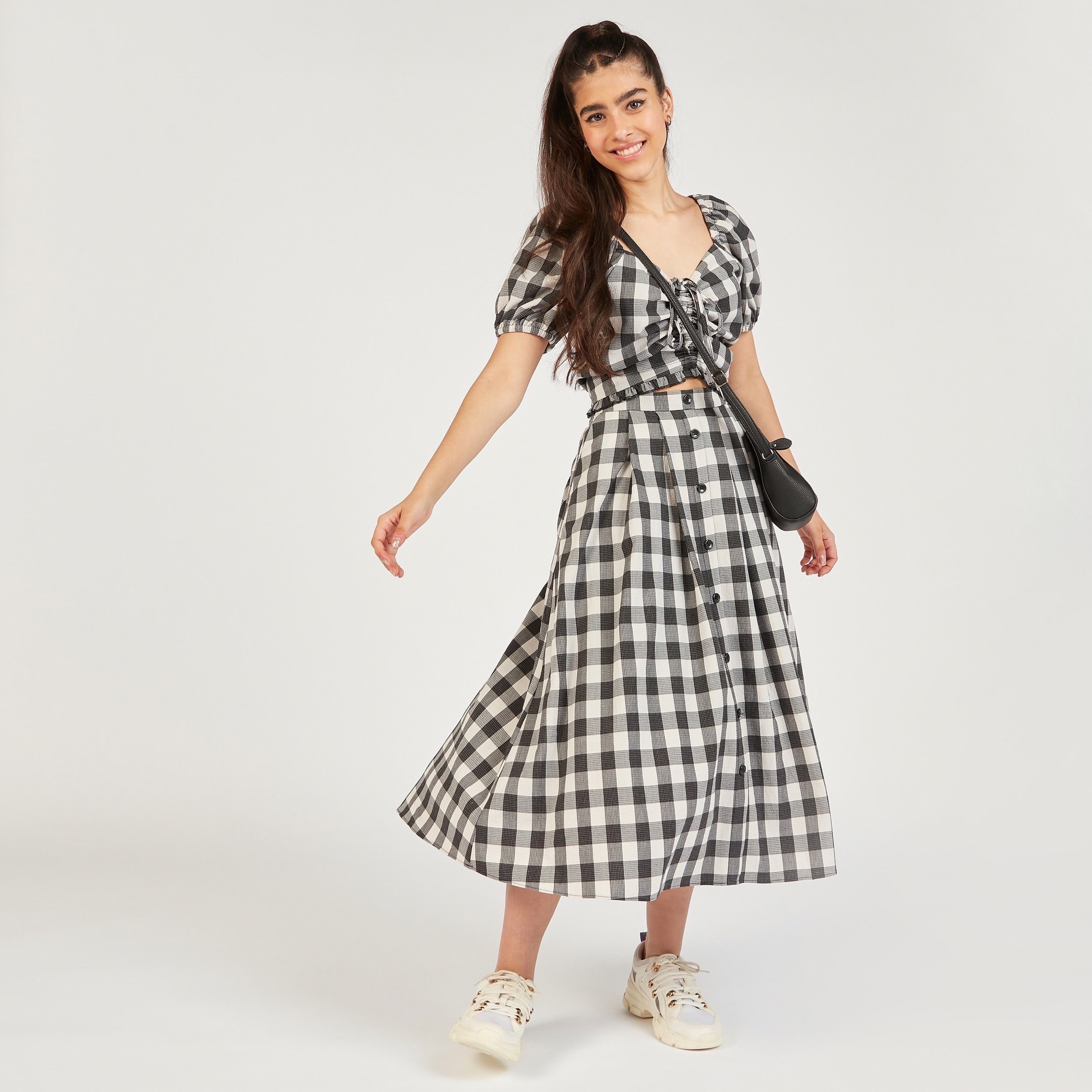 تنورة كاروهات إيه لاين بزر إغلاق وجيوب-women-clothing-skirts-image-6