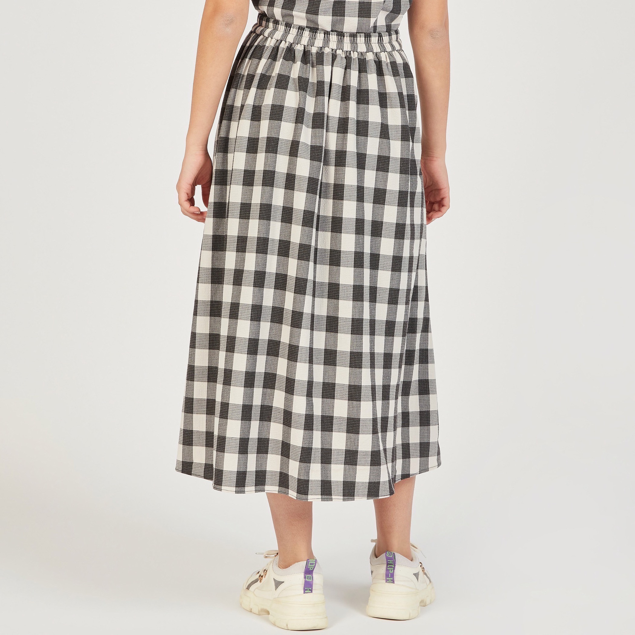 تنورة كاروهات إيه لاين بزر إغلاق وجيوب-women-clothing-skirts-image-8