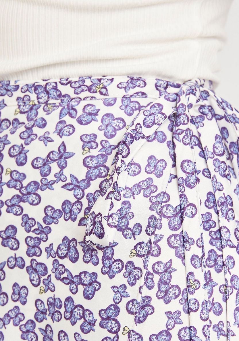 Printed Midi Wrap Skirt with Slit Detail-Skirts-image-2