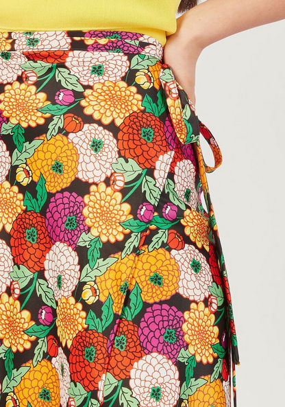 Floral Print Midi Wrap Skirt with Slit Detail-Skirts-image-2