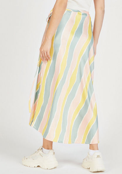 Striped Midi Wrap Skirt with Waist Tie-Ups-Skirts-image-3