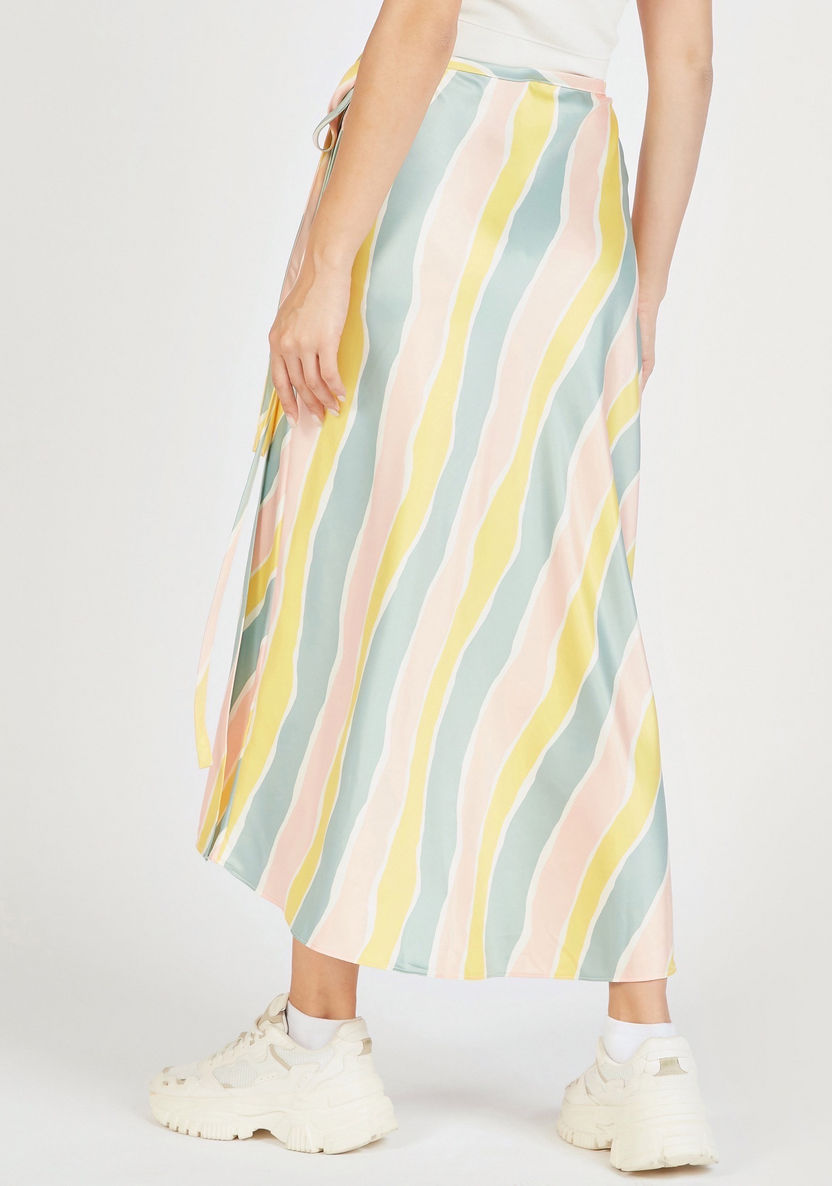 Striped Midi Wrap Skirt with Waist Tie-Ups-Skirts-image-3