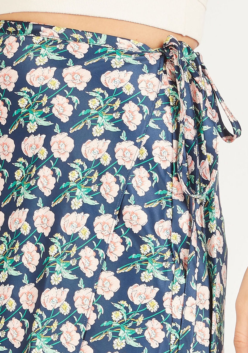 Floral Print Midi Wrap Skirt with Waist Tie-Ups-Skirts-image-2