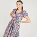 Floral Print Maxi A-line Tiered Dress with Puff Sleeves-Dresses-thumbnail-1