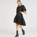 Solid Mini Asymmetric Dress with Cutout Detail and Balloon Sleeves-Dresses-thumbnail-1