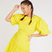 Solid Mini Asymmetric Dress with Cutout Detail and Balloon Sleeves-Dresses-thumbnailMobile-5