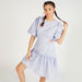 Solid Mini Asymmetric Dress with Cutout Detail and Balloon Sleeves-Dresses-thumbnailMobile-0