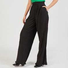 Textured Palazzo with Elasticated Waistband and Pockets