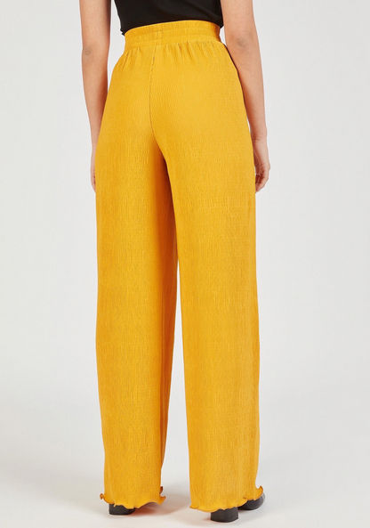 Textured Palazzo with Elasticated Waistband and Pockets-Pants-image-3