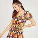 Floral Print Sweetheart Neck A-line Dress with Puff Sleeves and Tie-Up-Dresses-thumbnail-1