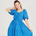 Textured Maxi A-line Dress with Sweetheart Neck and Short Puff Sleeves-Dresses-thumbnailMobile-4