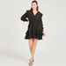 Textured V-neck Mini Tiered Dress with Ruffles and Long Sleeves-Dresses-thumbnailMobile-2