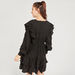 Textured V-neck Mini Tiered Dress with Ruffles and Long Sleeves-Dresses-thumbnailMobile-3