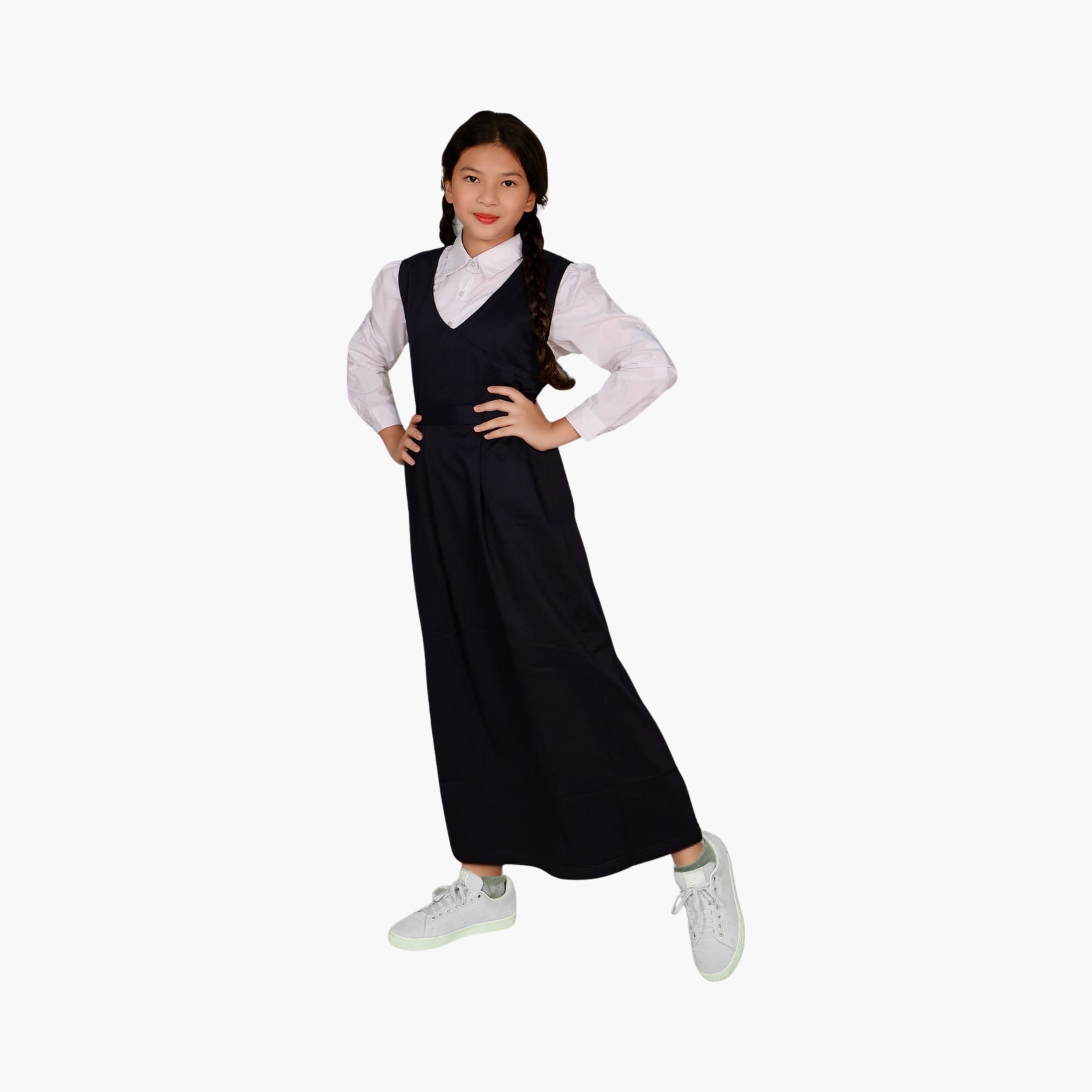 My School Plain Model 7 Uniform Dress - Blue-girls-clothing-schoolwear-dresses-image-3
