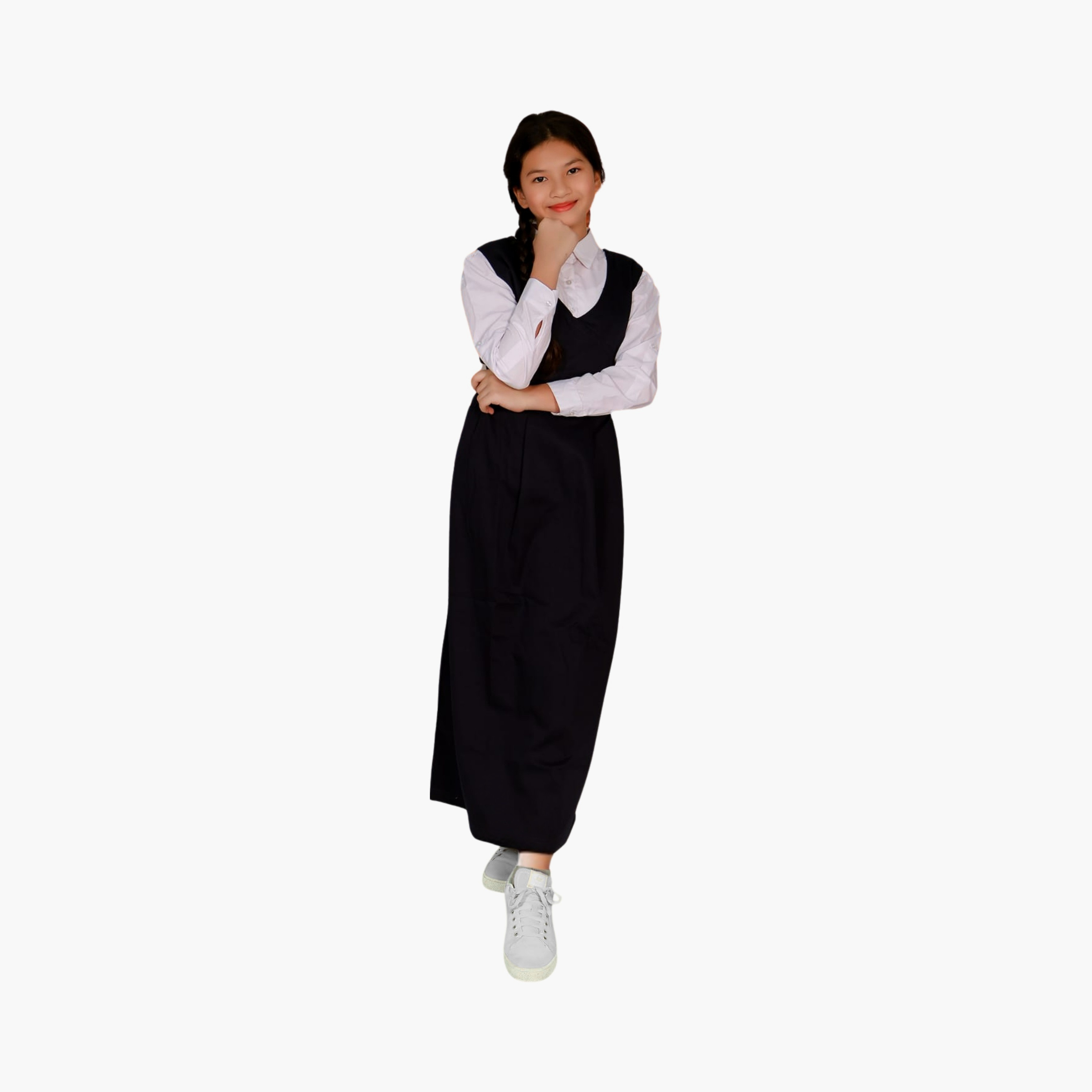 My School Plain Model 7 Uniform Dress - Blue-girls-clothing-schoolwear-dresses-image-4
