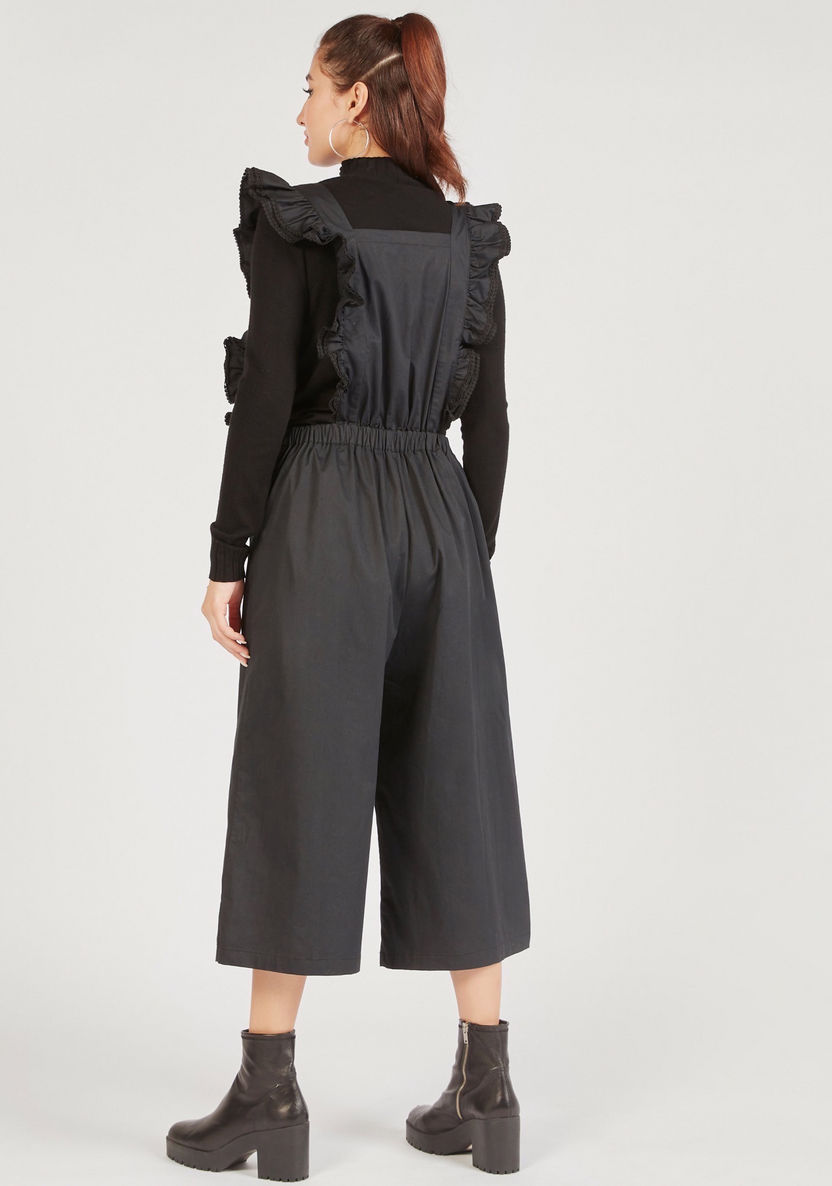 Ruffle Detail Sleeveless Jumpsuit with Button Closure and Pockets-Jumpsuits and Playsuits-image-3