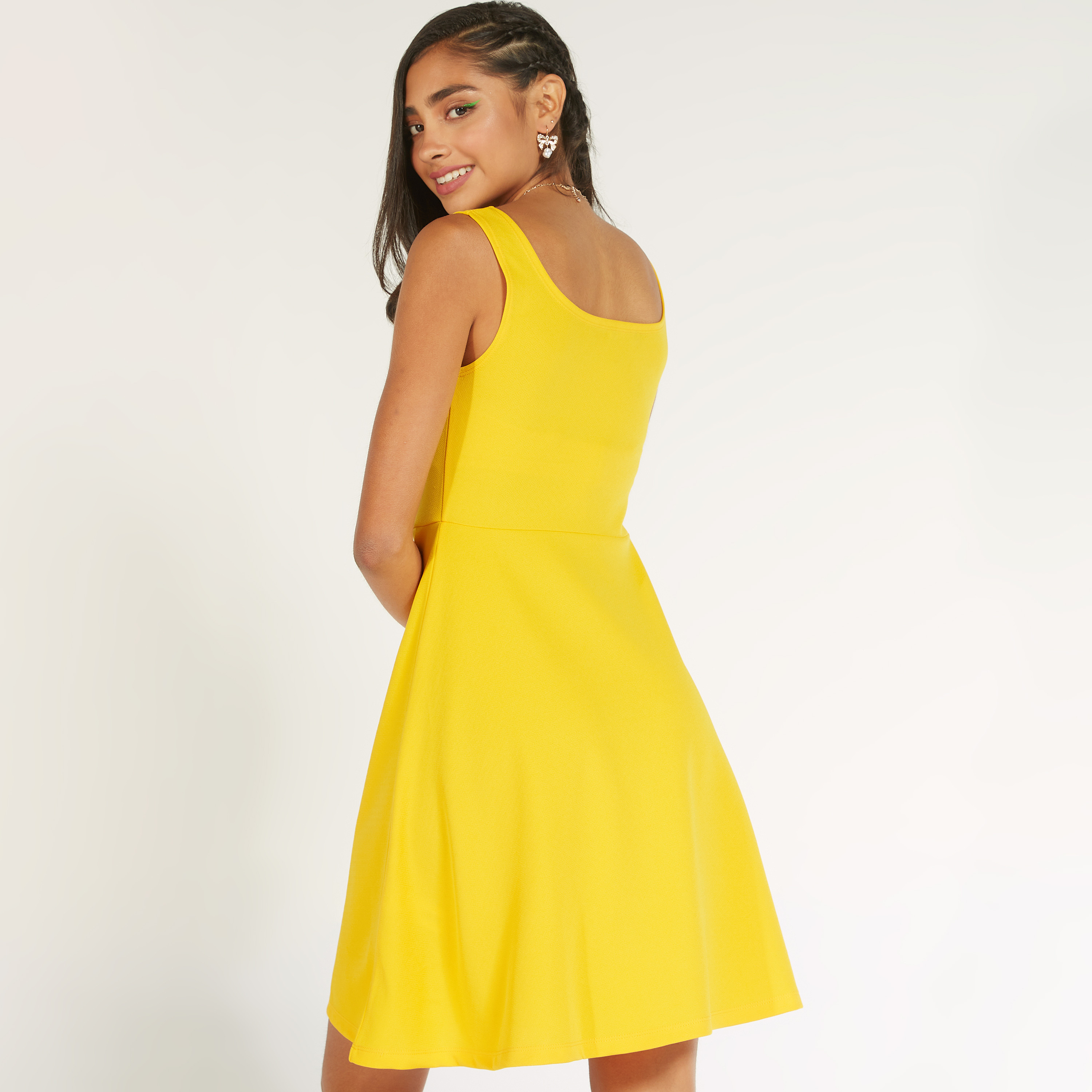 فستان منسدل واسع سادة دون أكمام بياقة مستديرة-women-clothing-dresses-image-8