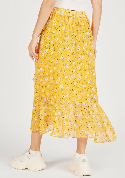 Floral Print Midi Wrap Skirt with Belt Tie-Up-Skirts-image-3
