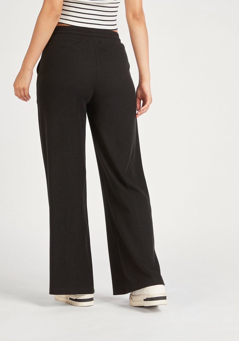 Solid Mid-Rise Pants with Drawstring Closure and Side Slits-Pants-image-4