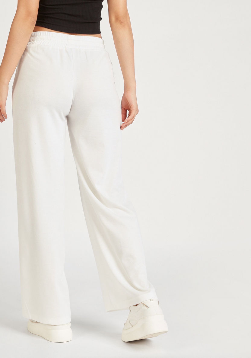 Solid Mid-Rise Pants with Drawstring Closure and Side Slits-Pants-image-3