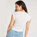 Solid Round Neck Cap Sleeves T-shirt with Ruched Detail-T Shirts-thumbnail-3