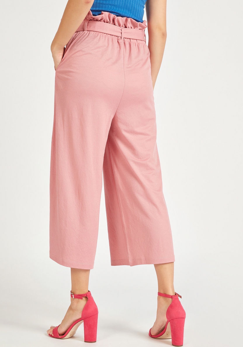 Solid Mid-Rise Palazzo Pants with Tie-Ups-Pants-image-3