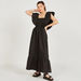 Solid A-line Maxi Dress with Short Sleeves and Frill Detail-Dresses-thumbnail-0