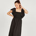 Solid A-line Maxi Dress with Short Sleeves and Frill Detail-Dresses-thumbnail-2