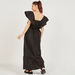 Solid A-line Maxi Dress with Short Sleeves and Frill Detail-Dresses-thumbnail-3